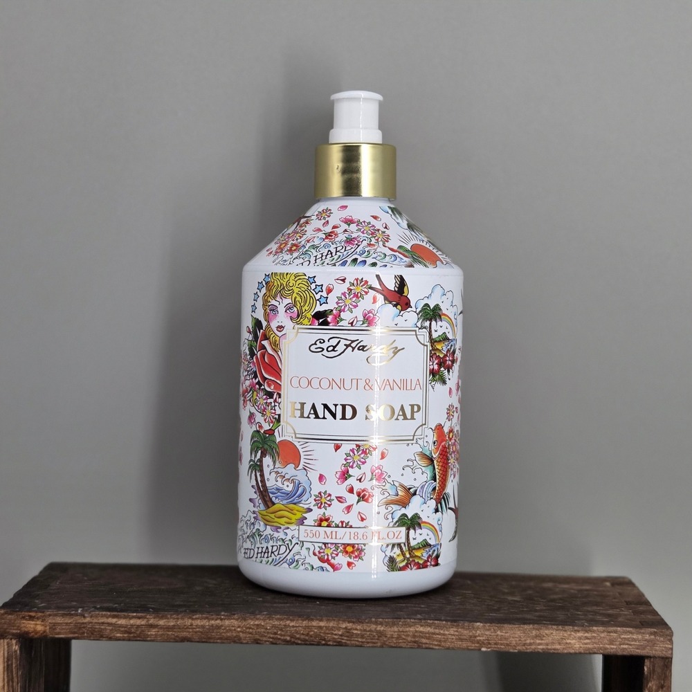 Ed Hardy Hand Soap 18.6oz Coconut Vanilla Tattoo Flash Art Y2K Decor